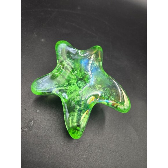 Iridescent Green Glass Starfish Paperweight - Picture 5 of 7